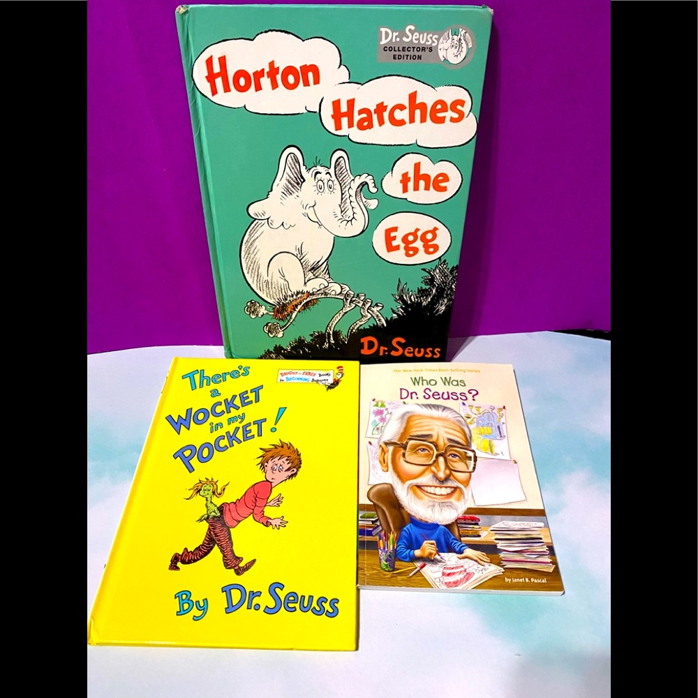 DR SEUSS VINTAGE BOOK BUNDLE OF 3  HORTON HATCHES THE EGG HARDCOVER